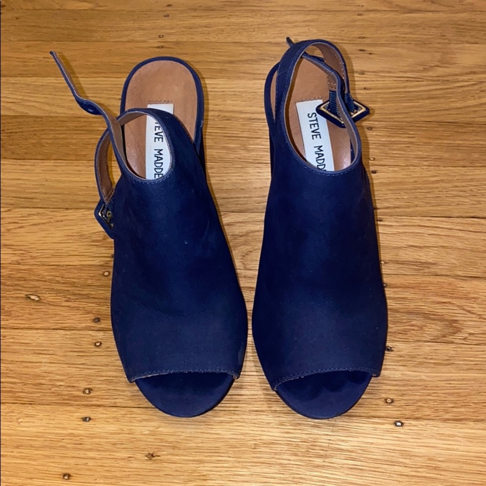 Steve Madden navy suede wedges, worn once